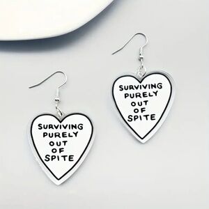 Funny Heart-Shaped Earrings - Surviving Out of Spite